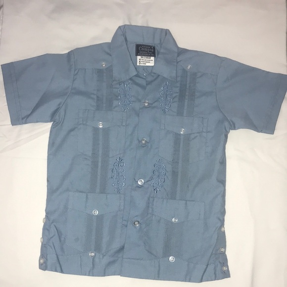 Other - Kids size 4 blue Guayabera. Made in Mexico.